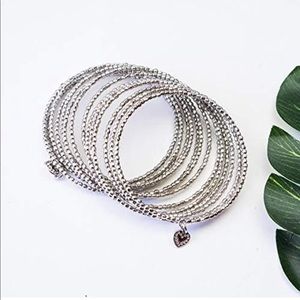 Stella & Dot Bardot Silver Spiral Wrap Bangle Bracelet
